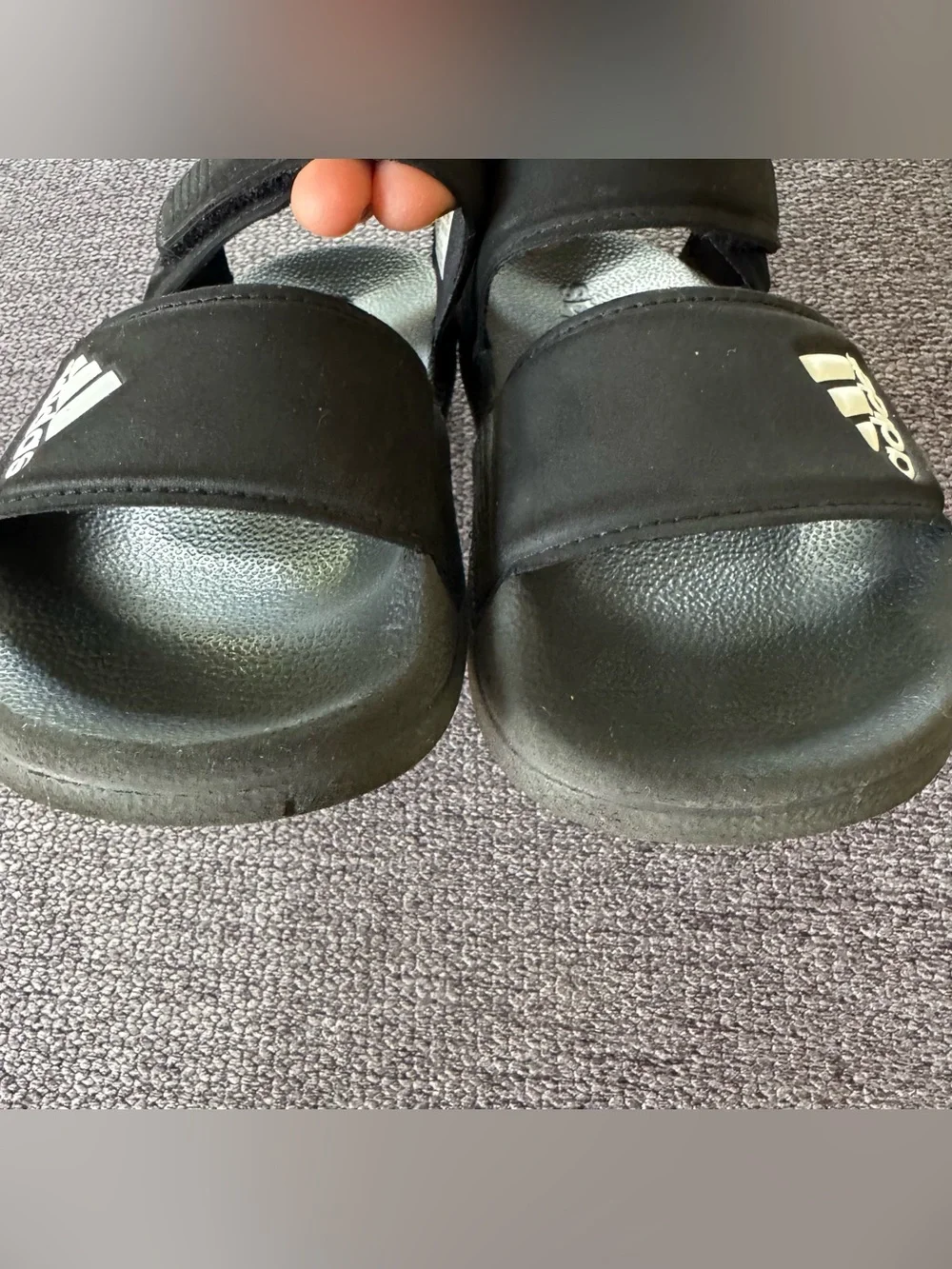 Adidas Black Adilette Sport Slides Strap Logo Little Kid Boys 11K